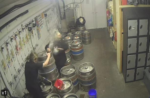 Bar staff get showered in 'fountain of Carling' as beer keg explodes in pub cellar