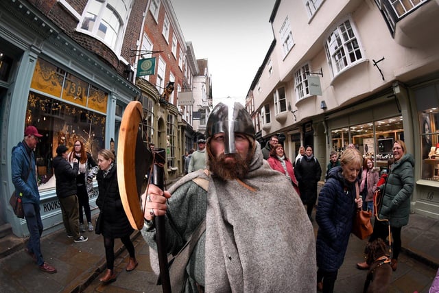 The York Viking Festival. Byron Angel pictured on Stonegate, York. Picture taken by Yorkshire Post Photographer Simon Hulme 17th February 2024


