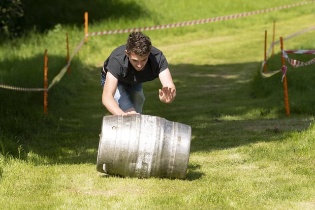 The Barrel Push at Finghall has been run since 1986. Picture taken by Yorkshire Post Photographer Simon Hulme 29th May 2023