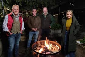 Presenters Jules Hudson, Dave Nicholson, Rob Nicholson and Helen Skelton on Harvest on the Farm. (Pic credit: Channel 5)