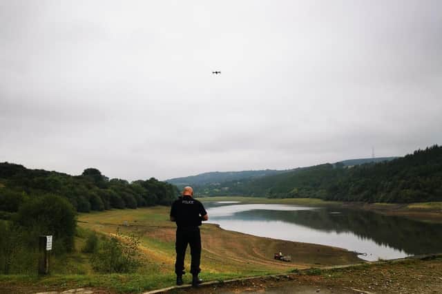 Police used drones to search large open areas around North Rigton and Lindley Wood Reservoir.