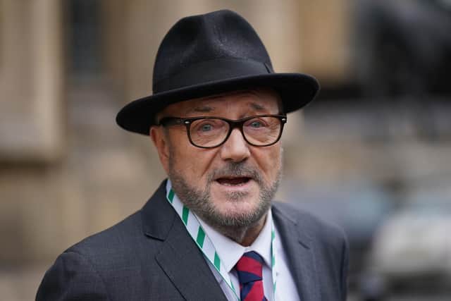 Newly elected MP for Rochdale, George Galloway, speaks to the media outside the Houses of Parliament in Westminster. PIC: Yui Mok/PA Wire