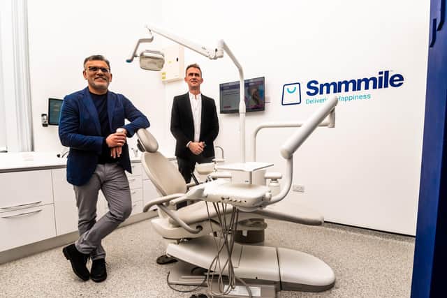 Smmmile,  one of the UK's leading Invisalign providers, have recently opened a brand new dental clinic in Leeds city centre. Pictured (left to right)  co-founders Dr Sandeep Kumar, and Raph Pascaud. 
Picture By Yorkshire Post Photographer,  James Hardisty.