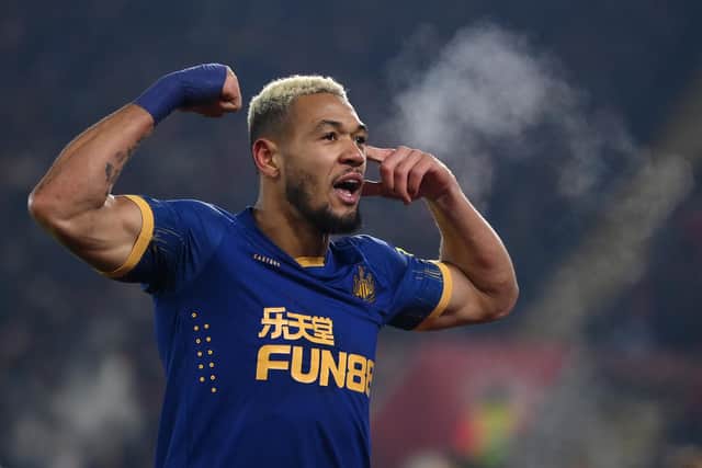 Joelinton of Newcastle United celebrates after scoring the only goal of the game during the Carabao Cup Semi Final 1st Leg match between Southampton and Newcastle United at St Mary's Stadium on January 24. (Picture: Mike Hewitt/Getty Images)