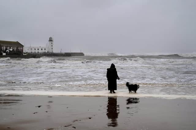 South Bay beach in Scarborough takes a battering from Storm Babet last month. PIC: Richard Ponter