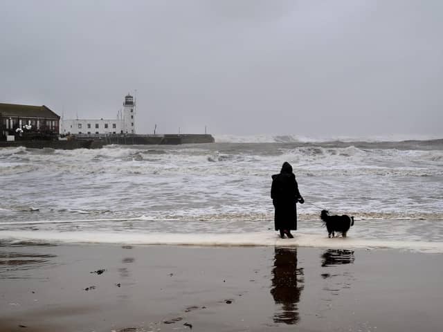 South Bay beach in Scarborough takes a battering from Storm Babet last month. PIC: Richard Ponter
