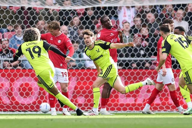 KEY MOMENT: Sheffield United's Oliver Arblaster celebrates scoring his side's winner against hosts Bristol City at Ashton Gate Picture: Dan Mullan/Getty Images