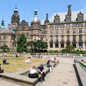 People at the Peace Gardens in Sheffield enjoying the sunshine. PIC: Dean Atkins