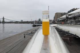 A water sample taken from the River Thames around Hammersmith Bridge in west London. PIC: River Action /PA Wire