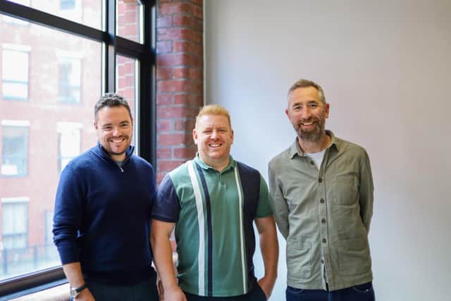 From left - Paul Rodwell, co-founder and CEO, Chris Pickles, managing director of CrimsonXT and director at Invenia Group and James Chippindale co-founder and commercial director