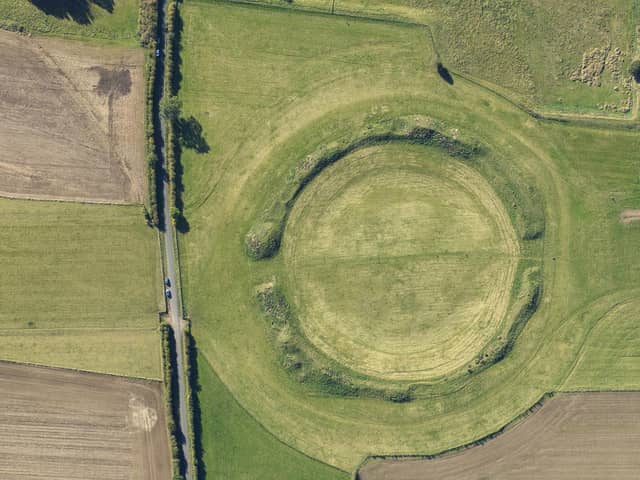 Photo issued by Historic England of the Thornborough Henges complex near Ripon, part of a Neolithic complex in North Yorkshire described as "the Stonehenge of the North" which been gifted to nation and opened-up to the public. The henges will join Stonehenge, Iron Bridge, Dover Castle, Kenwood and numerous Roman sites on Hadrian's Wall within the National Heritage Collection. Issue date: Friday February 3, 2023.