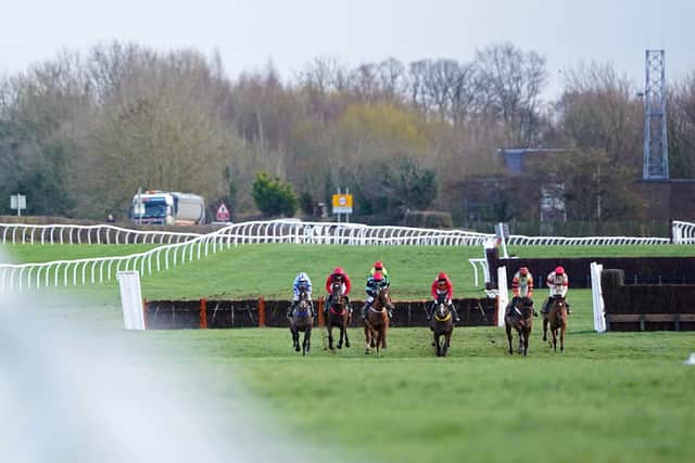 Runners and riders at Catterick Bridge Racecourse. There will be no National Hunt racing in Britain until Wednesday at the earliest after Catteric's Tuesday fixture became the latest victim of the cold snap. (Picture: Zac Goodwin/PA Wire)