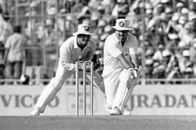 Mike Gatting plays the reverse-sweep that brings about his downfall during the 1987 World Cup final. Picture by Patrick Eagar/Popperfoto via Getty Images.