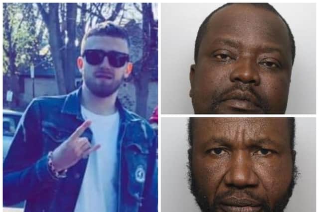 Reece Radford, (l), died from a stab wound. Dereck Owusu, 39, of Strathmore Grove, Rotherham and Louis James, 46, of Manor Lane, Sheffield have been on trial at Sheffield Crown Court for almost three weeks.