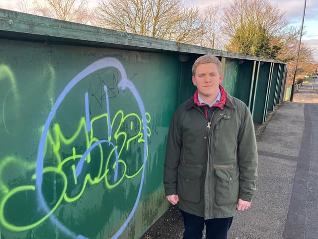 Ashley Mason With Bridge Graffiti Pic: York Lib Dems