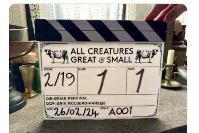 The clapperboard image posted by All Creatures Great and Small director Brian Percival.