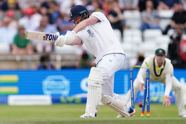 CHEAP HIT: England's Jonny Bairstow is bowled during day four at Headingley. Picture: Mike Egerton/PA