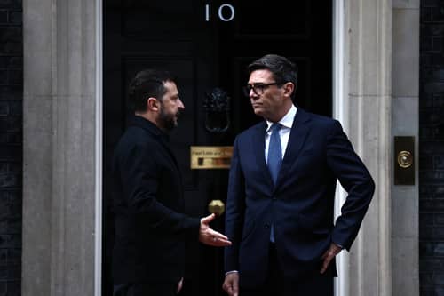 Prime Minister Andy Burnham bids farewell to the President of Ukraine Volodymyr Zelensky after their meeting at Number 10 Downing Street earlier this month. PIC: Henry Nicholls/the Press Association