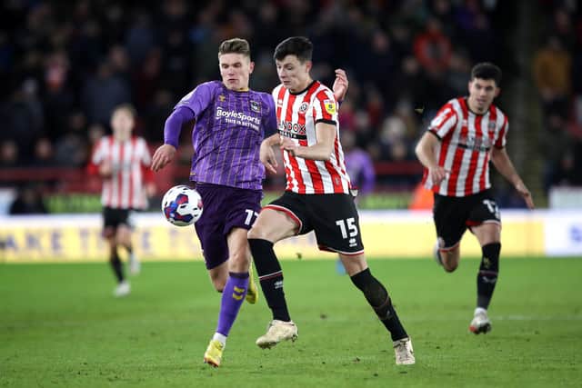 Coventry City's Viktor Gyokeres (left) and Sheffield United's Anel Ahmedhodzic battle for the ball during the Sky Bet Championship match at Bramall Lane, Sheffield. Picture date: Monday December 26, 2022. Picture: Isaac Parkin/PA Wire.