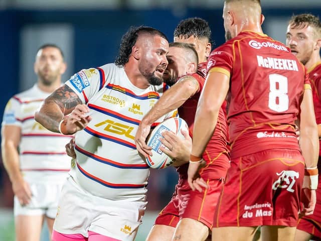 Picture by Allan McKenzie/SWpix.com - 08/09/2023 - Rugby League - Betfred Super League Round 25 - Wakefield Trinity v Catalans Dragons - Be Well Support Stadium, Wakefield, England - Wakefield's David Fifita.