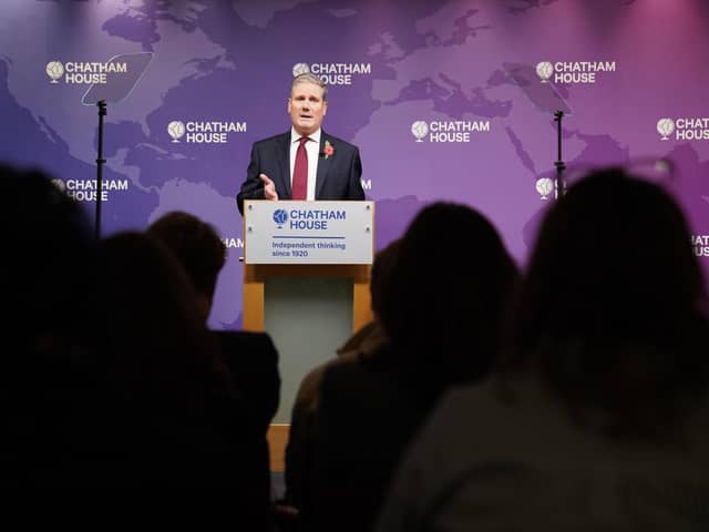 Labour leader Sir Keir Starmer delivers a speech on the situation in the Middle East at Chatham House in central London. PIC: Stefan Rousseau/PA Wire