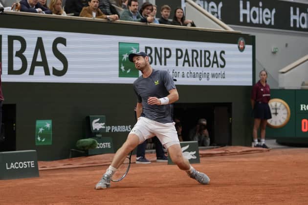 TOUGH NIGHT: Andy Murray shows his frustration during his first round match against Switzerland's Stan Wawrinka at the French Open. Picture: AP/Thibault Camus