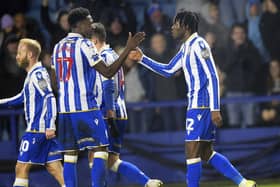 Sheffield Wednesday celebrate with Ike Ugbo after he scores the Owls' opener against Birmingham (Picture: Steve Ellis)