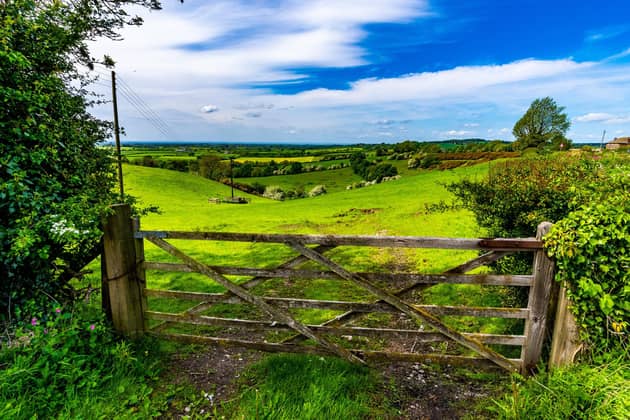 A gateway of Yorkshire, over The Howardian Hills an Area of Outstanding Natural Beauty in North Yorkshire in the direction of the Vale of York from the top of Terrington Bank.