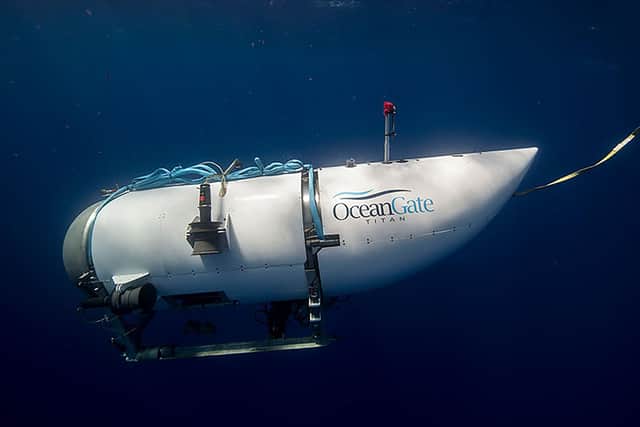 Photo issued by OceanGate Expeditions of their submersible vessel named Titan, which is used to visit the wreckage site of the Titanic. Rescue teams are continuing the search for the submersible tourist vessel which went missing during a voyage to the Titanic shipwreck with British billionaire Hamish Harding among the five people aboard.
Photo credit should read: OceanGate Expeditions/PA Wire