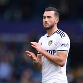 LEEDS, ENGLAND - OCTOBER 23: Jack Harrison of Leeds United applauds the fans following the Premier League match between Leeds United and Fulham FC at Elland Road on October 23, 2022 in Leeds, England. (Photo by George Wood/Getty Images)