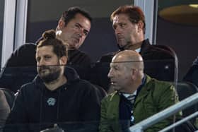 NO DEAl: Hull City chairman/owner Acun Ilicali and prospective new coach Pedros Martins watch the win over Wigan Athletic