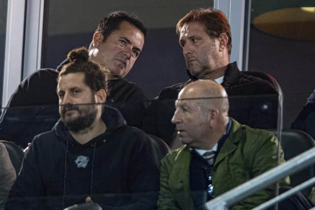 NO DEAl: Hull City chairman/owner Acun Ilicali and prospective new coach Pedros Martins watch the win over Wigan Athletic
