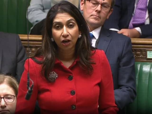 Former Home Secretary Suella Braverman delivers a personal statement to the House of Commons. PIC: House of Commons/UK Parliament/PA Wire