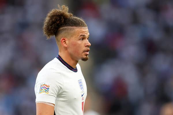 WOLVERHAMPTON, ENGLAND - JUNE 14: Kalvin Phillips of England during the UEFA Nations League League A Group 3 match between England and Hungary at Molineux on June 14, 2022 in Wolverhampton, England. (Photo by Catherine Ivill/Getty Images)