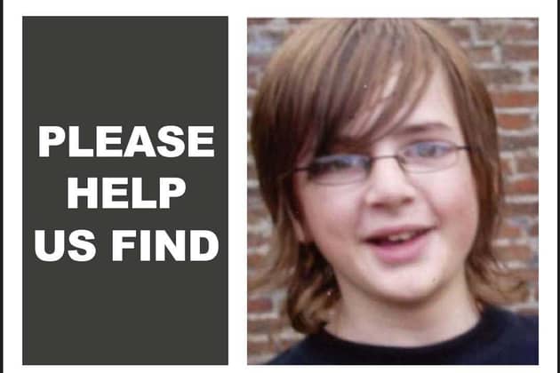 An appeal for missing Andrew Gosden, from Doncaster, who was 14 when he disappeared on September 14 2007, as part of a new initiative which aims to find missing people faster by issuing urgent appeals directly onto people's phones via the Trainline app. Photo credit: Missing People/Trainline/PA Wire