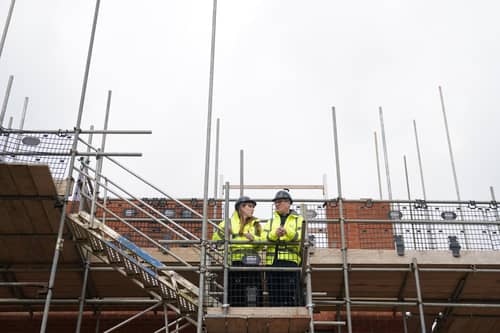 Labour leader Sir Keir Starmer and deputy leader Angela Rayner during a visit to a housing development. PIC: Joe Giddens/PA Wire
