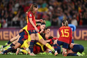 Spain players celebrate after the team's victory in the FIFA Women's World Cup Australia & New Zealand 2023 Final match between Spain and England at Stadium Australia (Picture: Justin Setterfield/Getty Images)