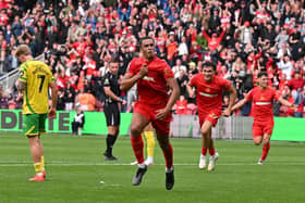 Middlesbrough's Ashley Phillips celebrates scoring his team's fourth goal in the win over Norwich (Picture: Bruce Rollinson/PA)