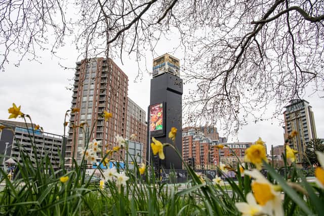The YEP/ YP Clocktower at the former offices on Wellington Street, Leeds. Photograph by Tony Johnson.
