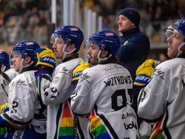 SO CLOSE: Leeds Knights could clinch their second straight NIHL National regular season league title this weekend. Then again, they might not.Picture: Bruce Rollinson