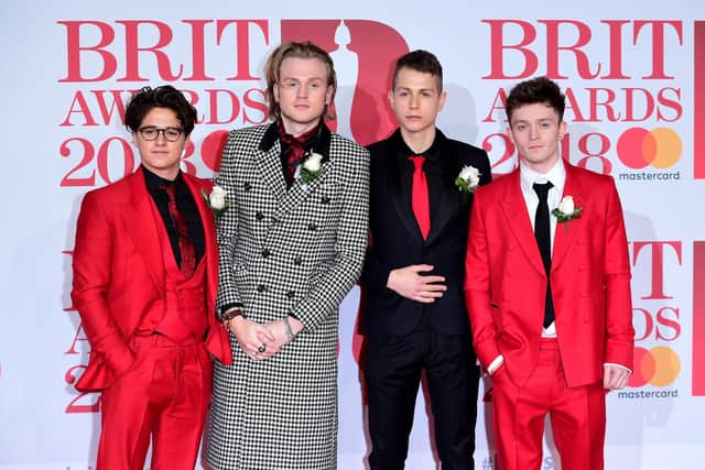 Brad Simpson, James McVey, Connor Ball and Tristan Evans attending the Brit Awards. Photo: Ian West / PA