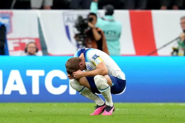 England's Harry Kane dejected at the end of the match during the FIFA World Cup Quarter-Final match at the Al Bayt Stadium in Al Khor, Qatar. Picture: Nick Potts/PA Wire.