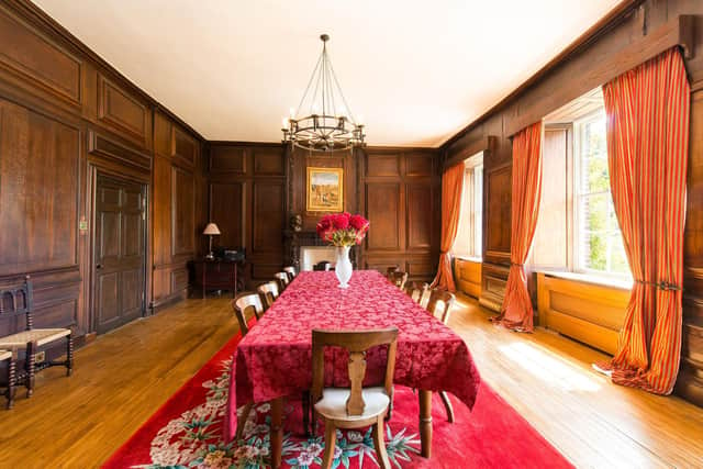 The panelled formal dining room