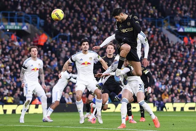 HEADS UP: Fulham's Raul Jimenez is first to a cross (Image: Alex Livesey/Getty Images)