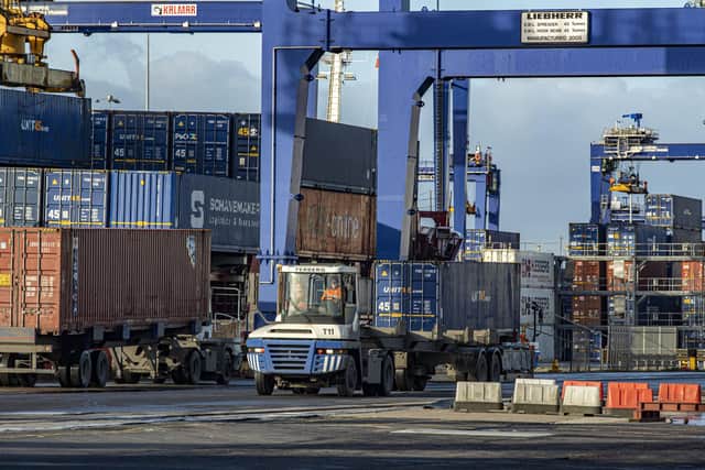 4 January 2023.....       
Immingham Container Terminal, Immingham Dock . Picture Tony Johnson
