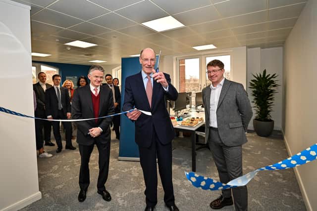 The National Infrstructure Commission opens its new offices in Leeds. Left to right: John Flint CEO UK Infrastructure Bank, Dept Leader Jonathan Pryor & Sir John Armitt.