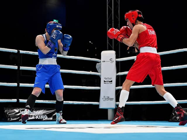 Ivy-Jane Smith in action at the World Boxing Cup GB Open Sheffield 2024 (Andy Chubb/World Boxing)