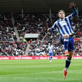BIG GOALS: Josh Windass celebrates putting Sheffield Wednesday 2-0 up at Sunderland on the final day of the Championship season