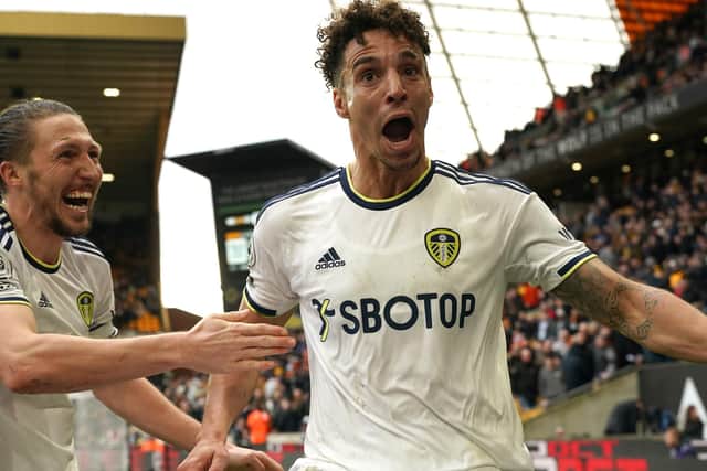 ECSTASY: Leeds United goalscorer Rodrigo celebrates