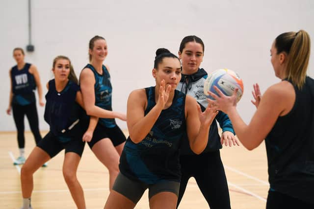 Leeds Rhinos netball training this week, Paige Reed pictured centre. (Picture: Jonathan Gawthorpe)